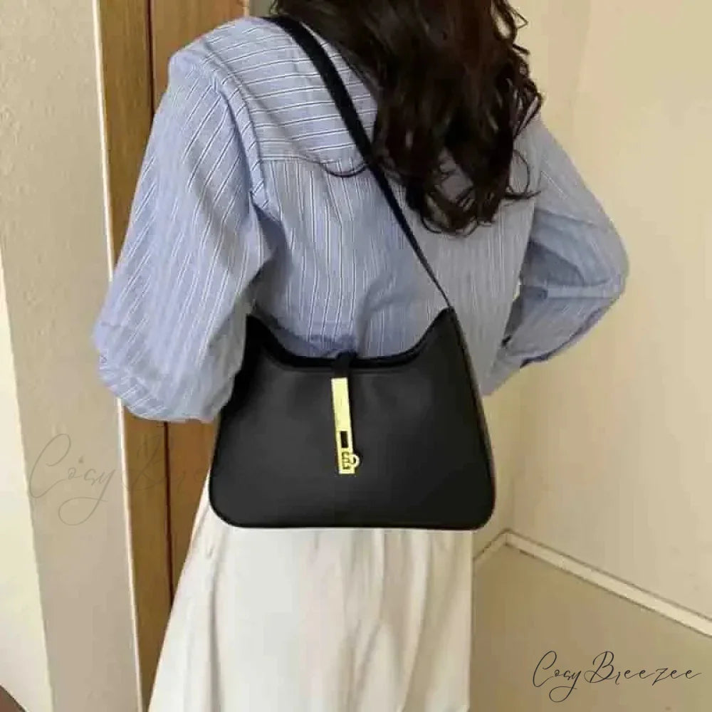 Faux Suede Vintage Commuter Bag Black / 26.5x6x15.5cm shoulder-250126