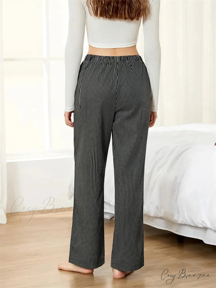 Festive Plaid Pattern Lace-Up Stretchy Sleep Pant pant-250223