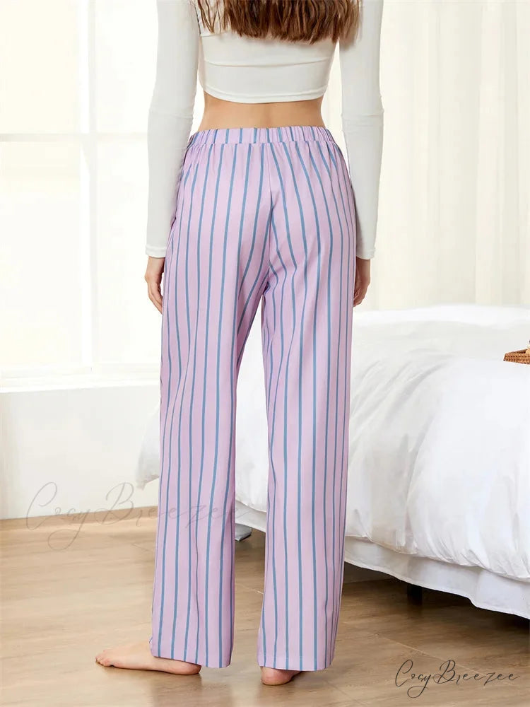 Festive Plaid Pattern Lace-Up Stretchy Sleep Pant pant-250223