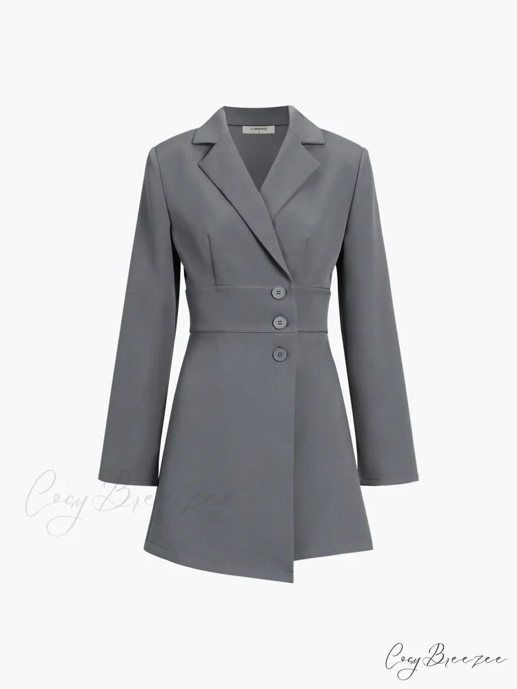 First Choice Blazer Trendy Long Sleeve Short Dress Grey / XS