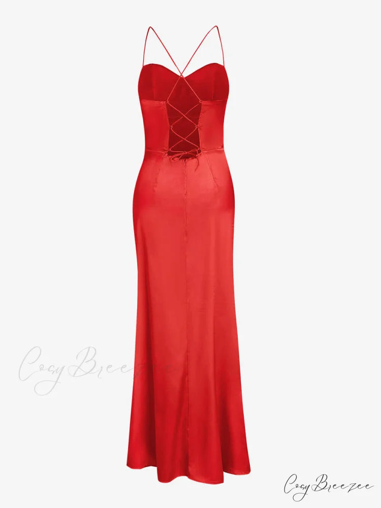 Fitted Satin Stylish Maxi Dress