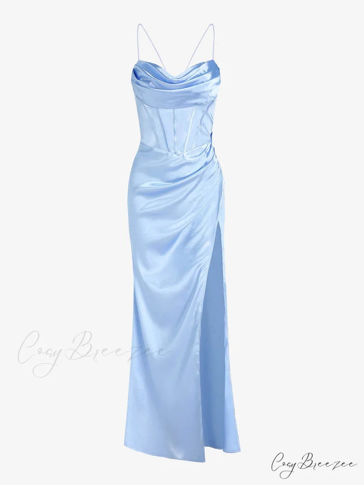 Fitted Satin Stylish Maxi Dress