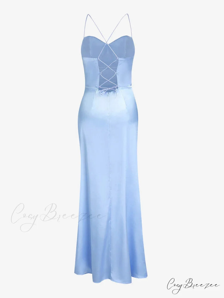 Fitted Satin Stylish Maxi Dress