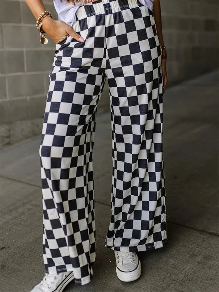 Flared Striped Floral Stretchy Elevated-Waist Pant BLACK / S pant-250223