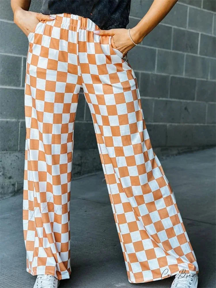 Flared Striped Floral Stretchy Elevated-Waist Pant KAHKI / S pant-250223