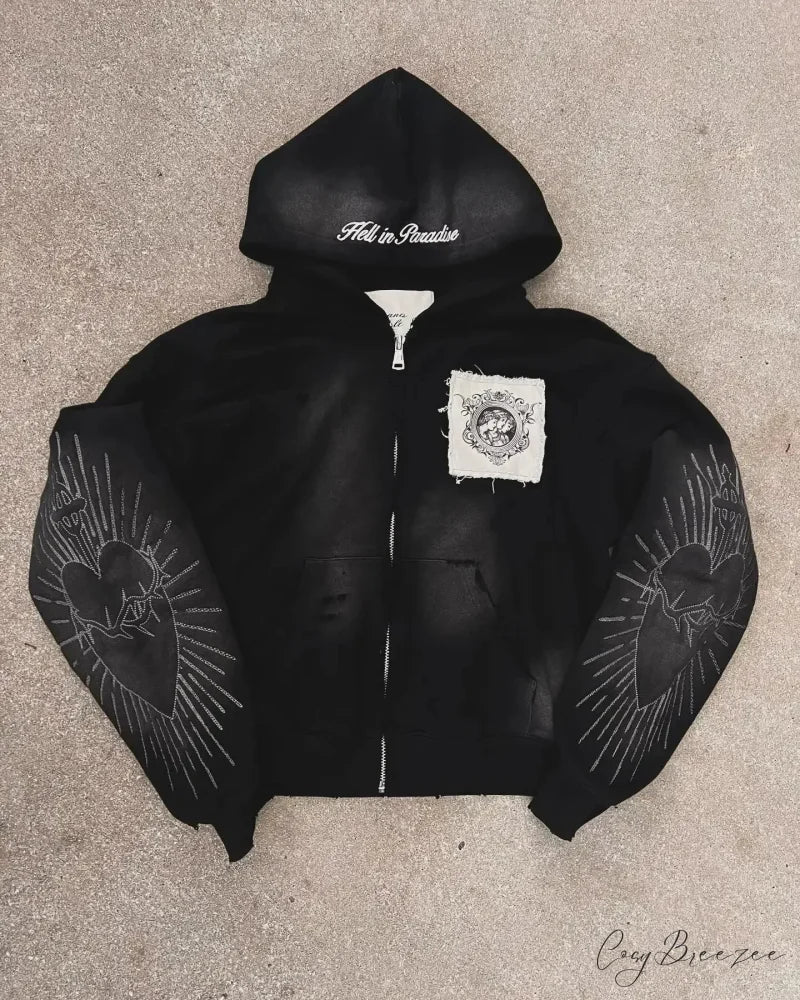 Flash Diamond Oversized Hoodie black 7 / M hoodies-241228