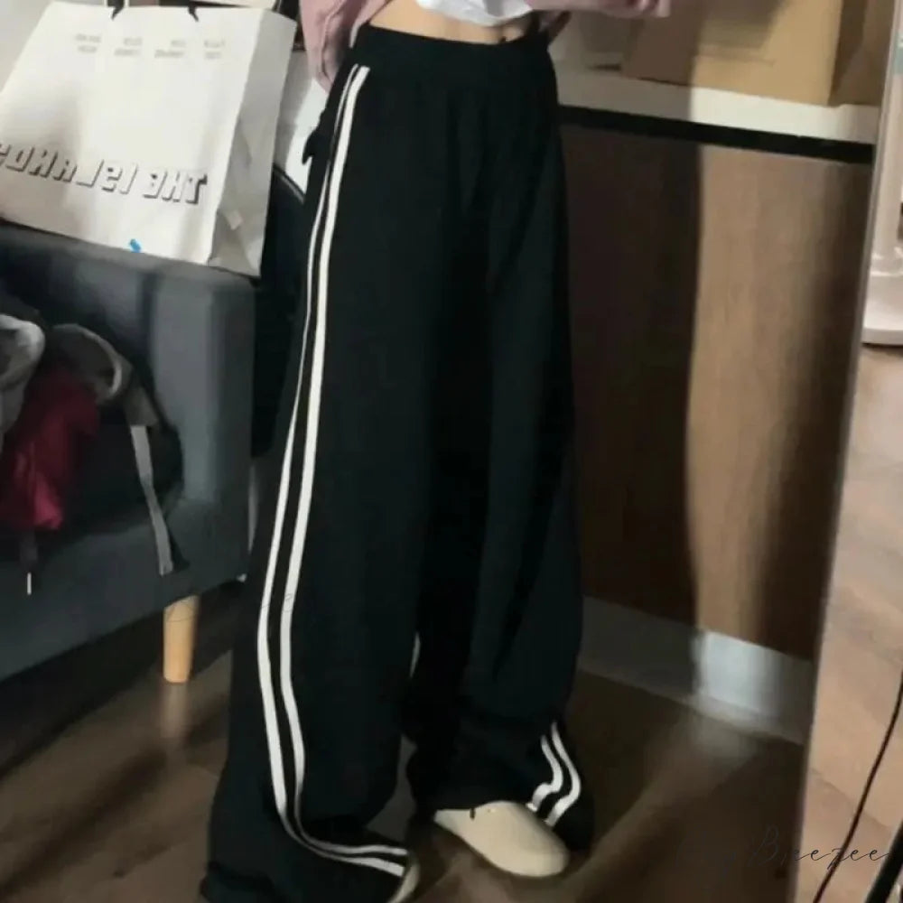 Fleece Striped Winter Sweatpants Pants pants-241228