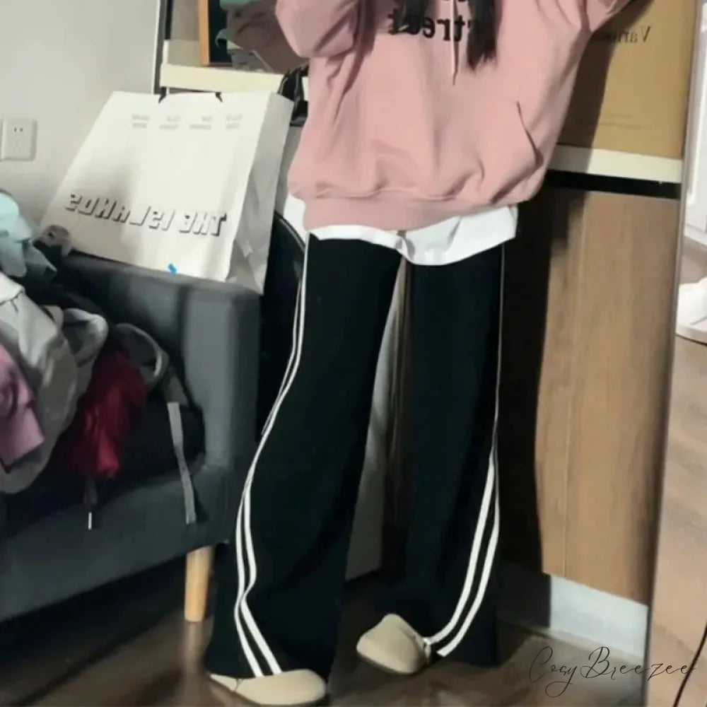 Fleece Striped Winter Sweatpants Pants pants-241228