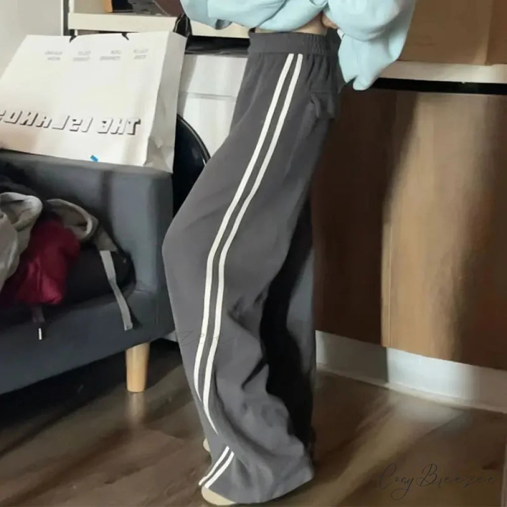 Fleece Striped Winter Sweatpants Pants pants-241228