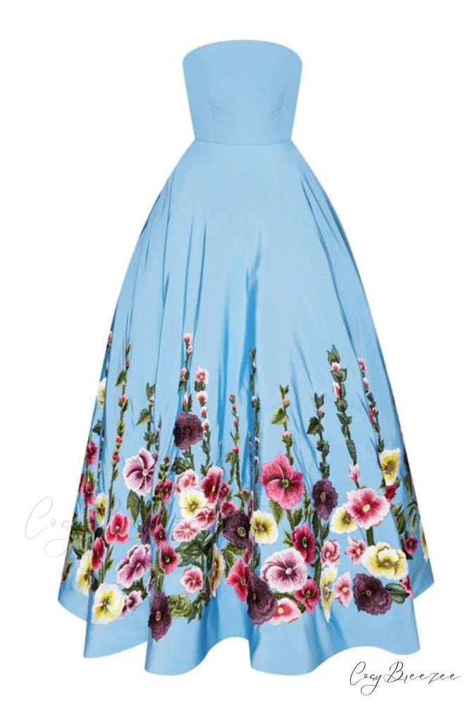 Fleur of Dreams Floral Modern Lace Applique Maxi Dress