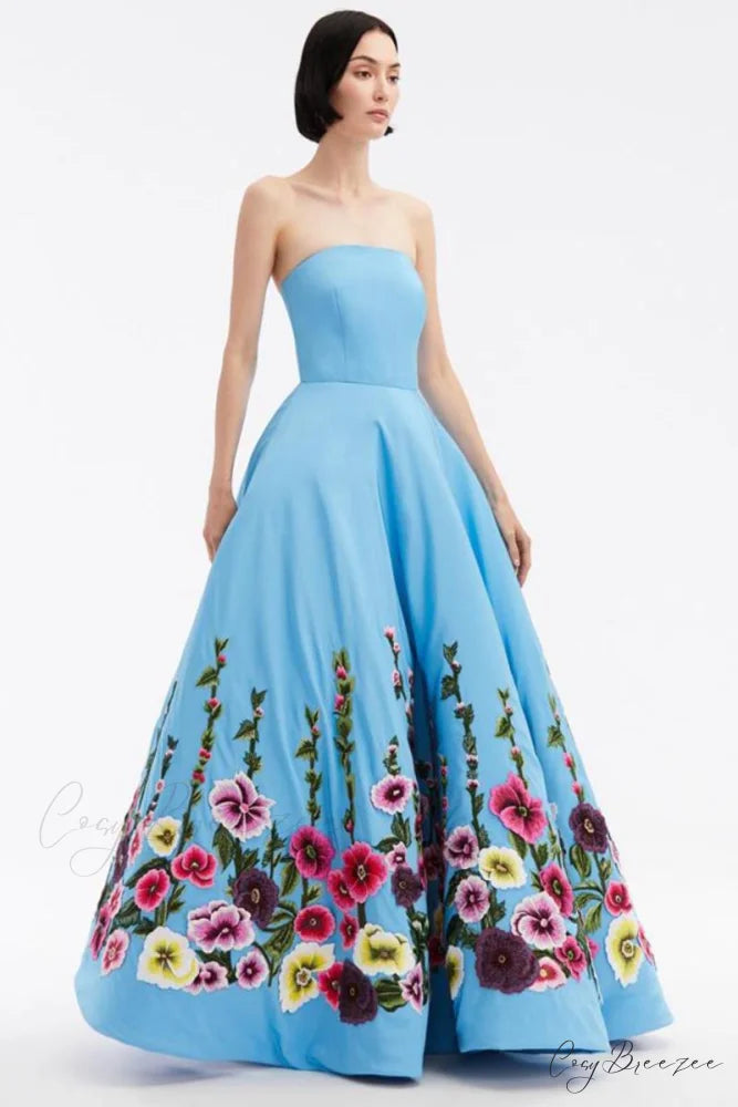 Fleur of Dreams Floral Modern Lace Applique Maxi Dress