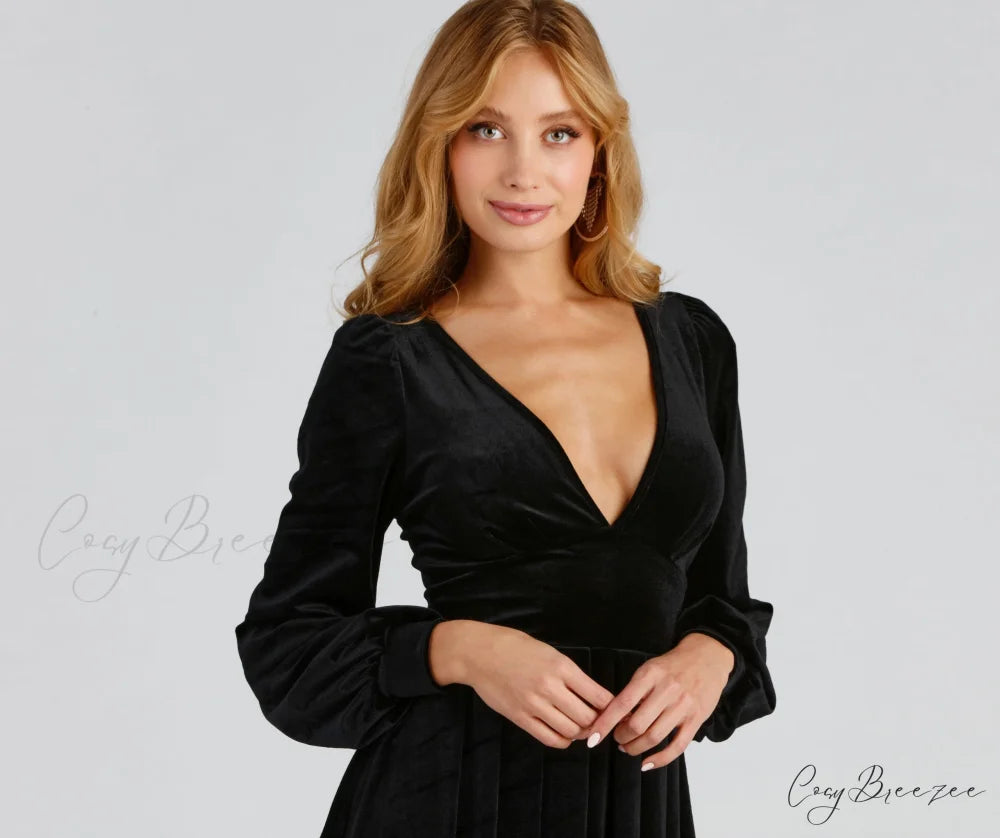 Flirty And Chic Charming Velvet Skater Dress