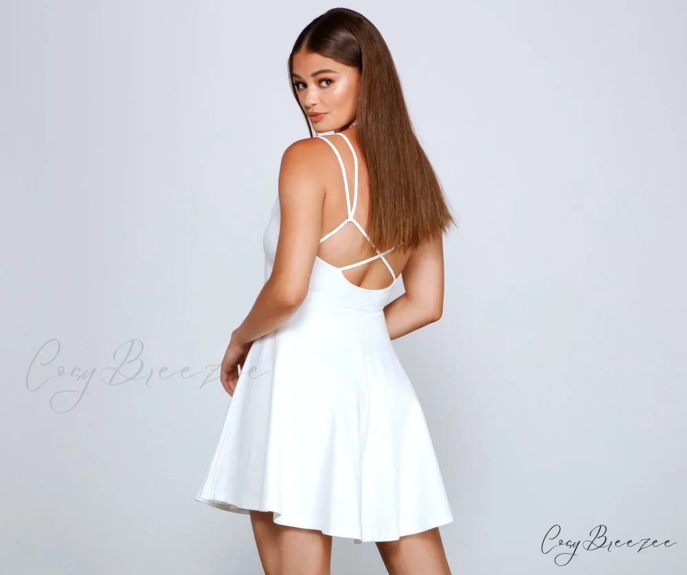 Flirty And Frilly Charming Pleated Skater Dress