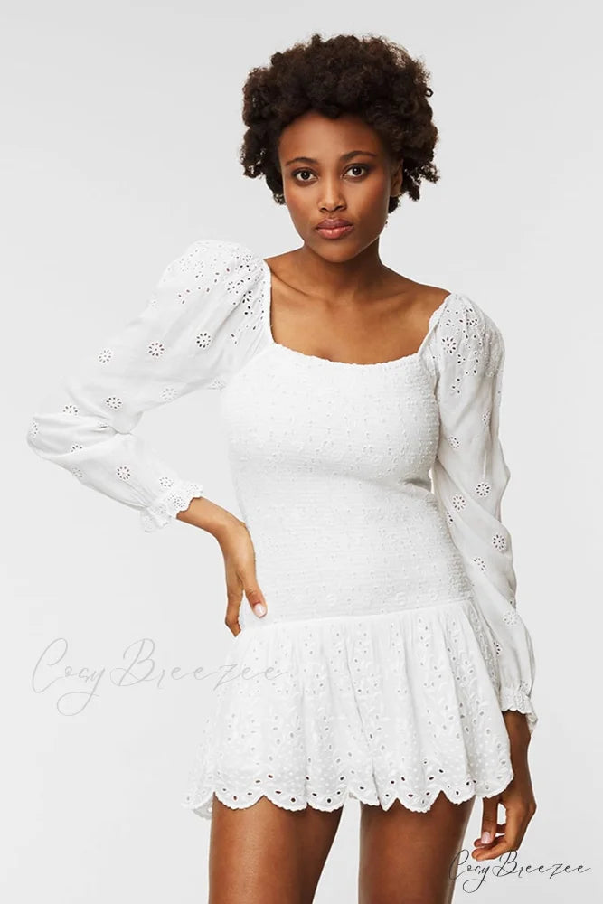 Flirty Vacay Graceful Eyelet Mini Dress