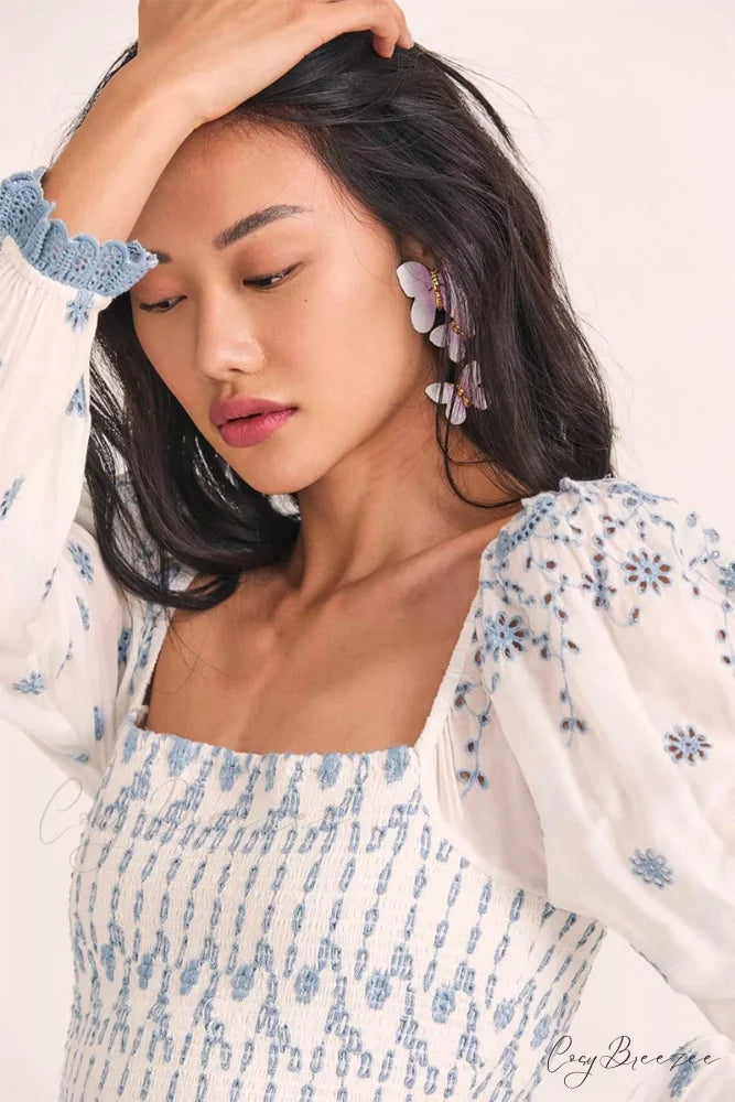 Flirty Vacay Graceful Eyelet Mini Dress