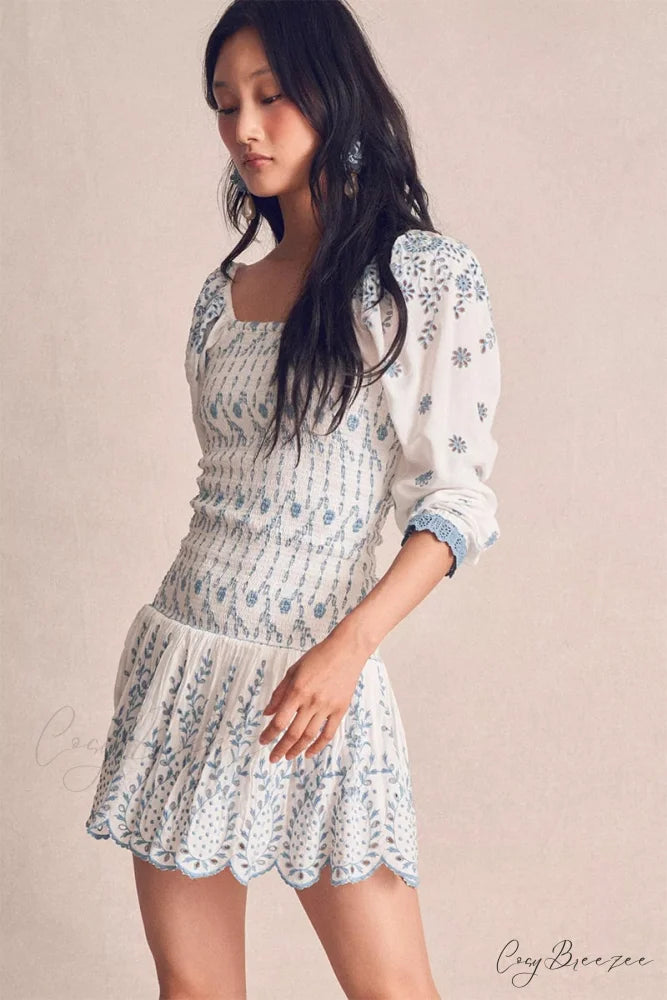 Flirty Vacay Graceful Eyelet Mini Dress