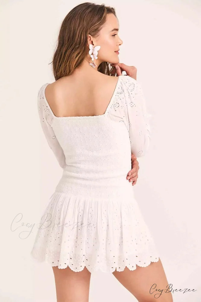 Flirty Vacay Graceful Eyelet Mini Dress