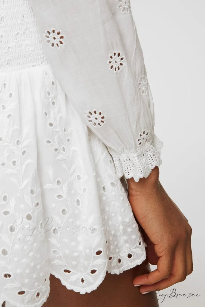 Flirty Vacay Graceful Eyelet Mini Dress