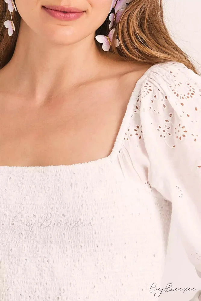 Flirty Vacay Graceful Eyelet Mini Dress