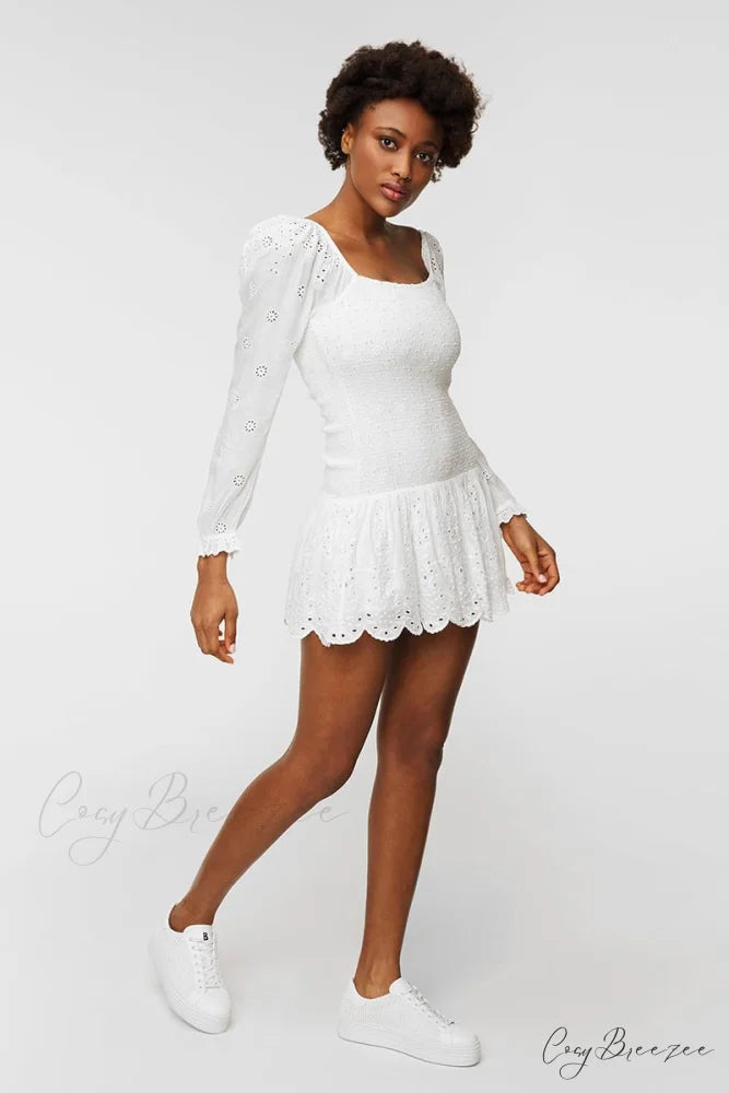 Flirty Vacay Graceful Eyelet Mini Dress