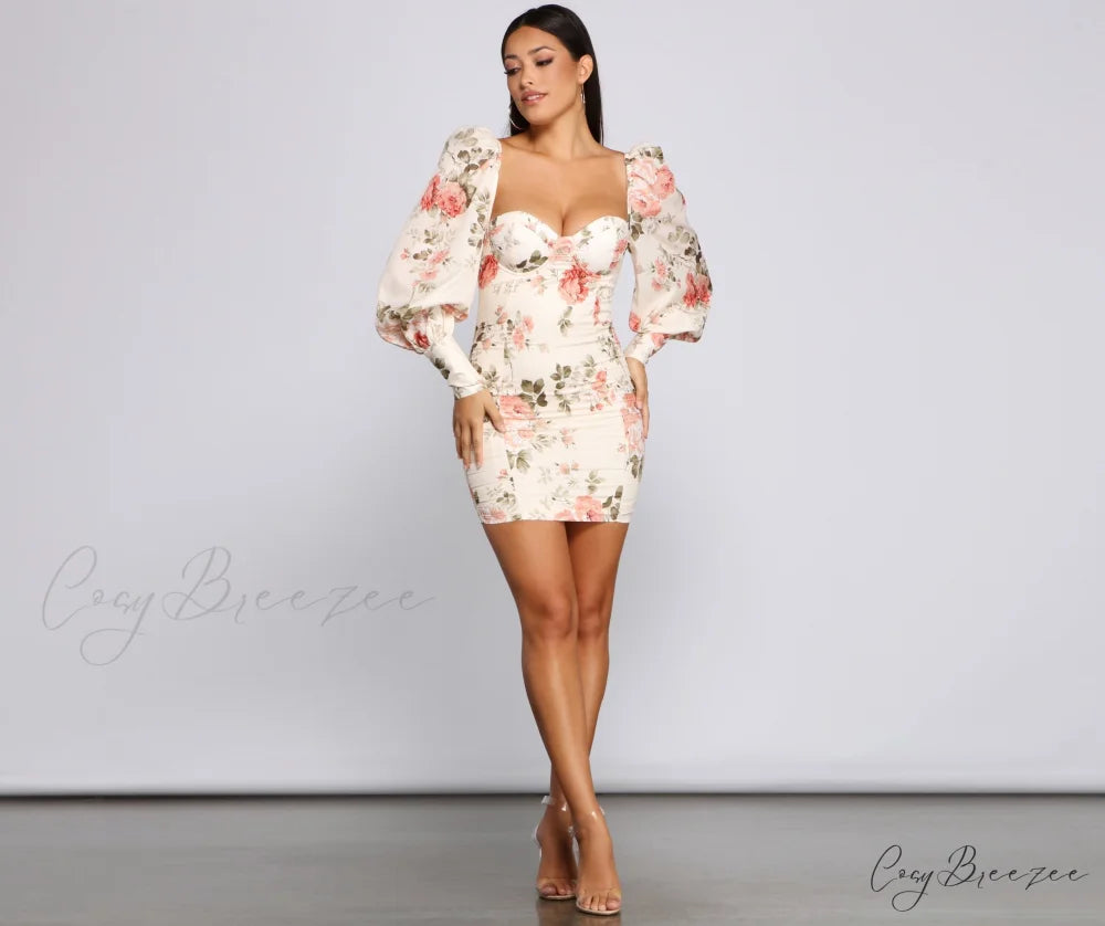 Floral Bloom Stylish Chiffon Mini Dress