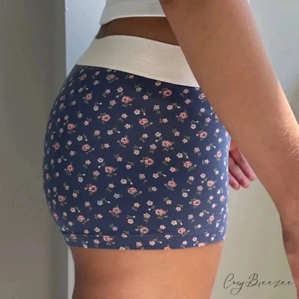 Floral Button Stretch Lounge Shorts short-250223