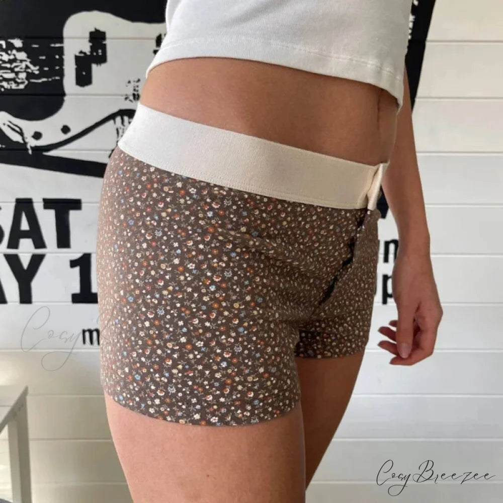 Floral Button Stretch Lounge Shorts short-250223