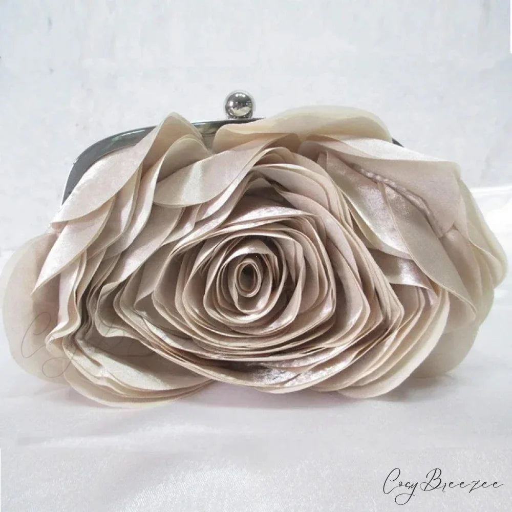 Floral Design Evening Bag Wedding Chain Clutch Bag Beige clutchbag-250126