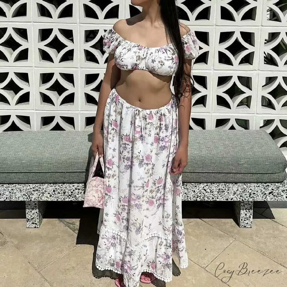 Floral Elastic Stylish Waist Maxi Skirt