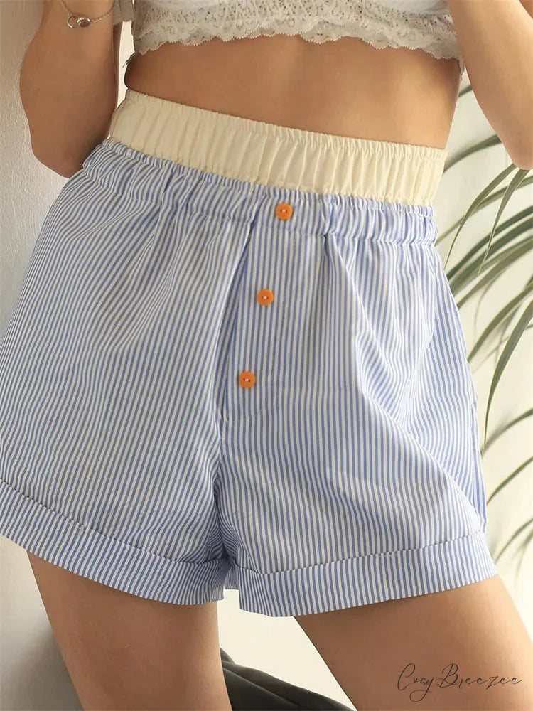 Floral Fastened Low-Rise Short sky blue / S short-250223