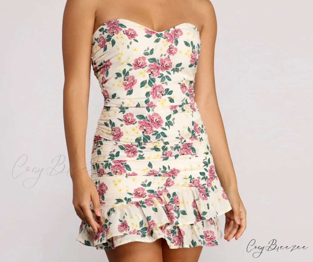 Floral Feels Stylish Ruffle Mini Dress
