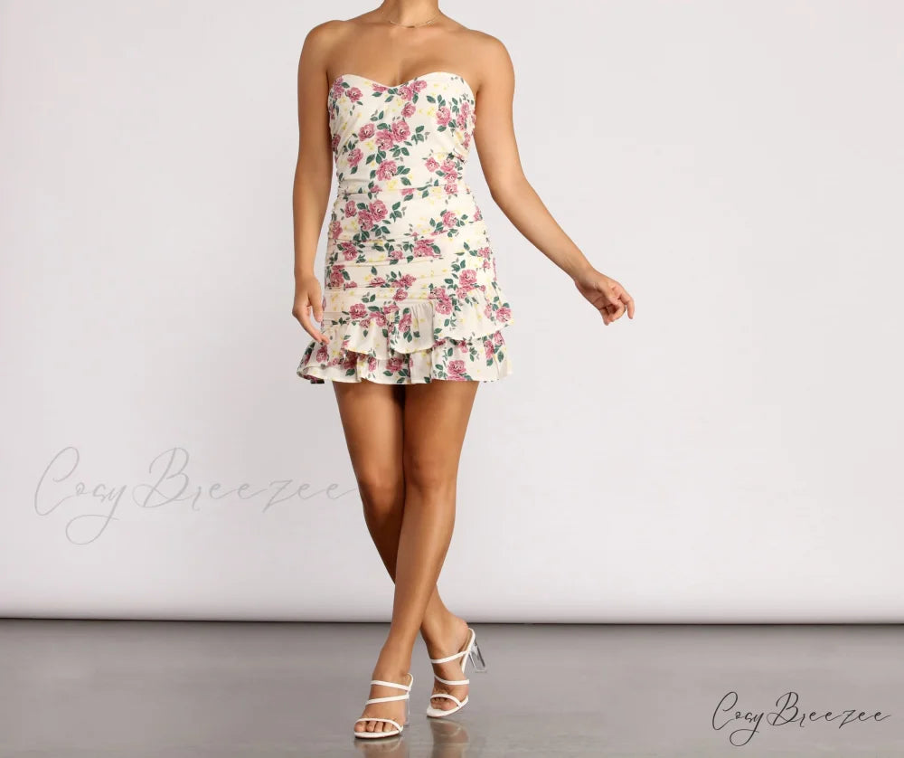 Floral Feels Stylish Ruffle Mini Dress