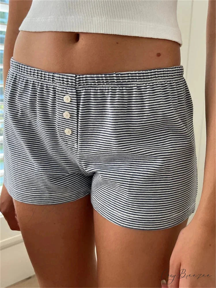 Floral Heart Striped Lounge Shorts grey / S short-250223