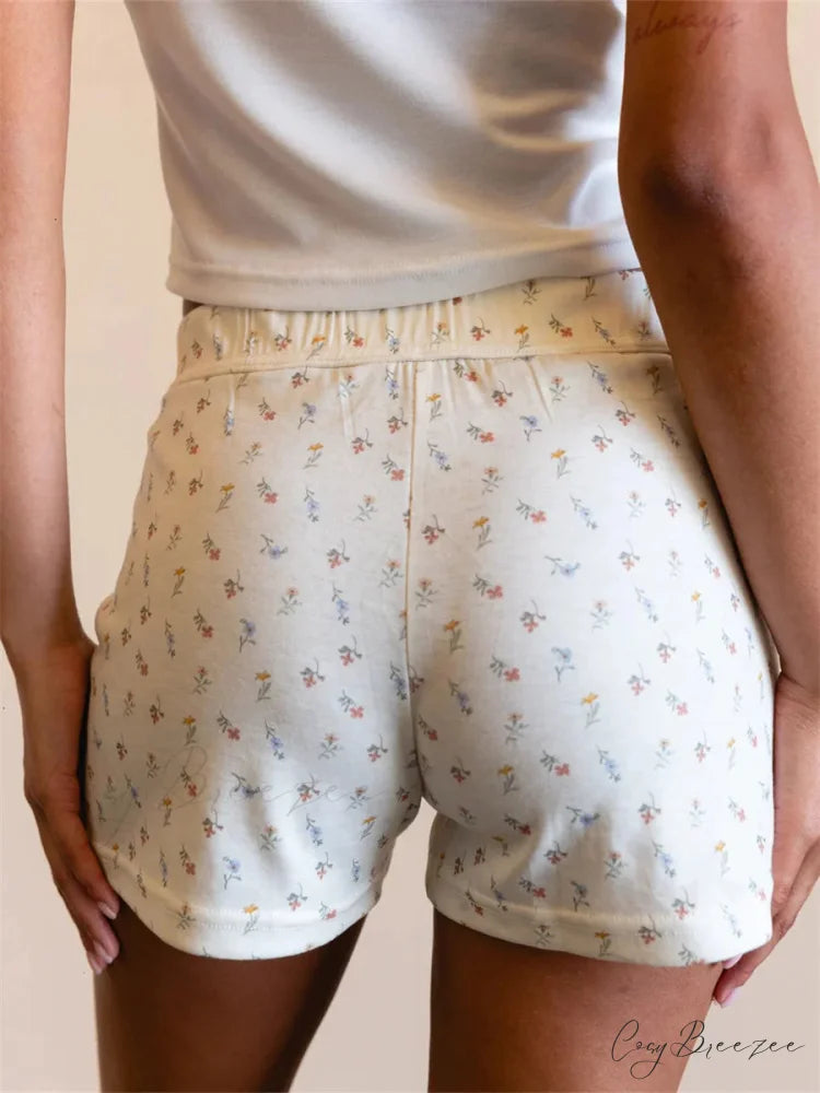 Floral High Elastic Waist Shorts short-250223
