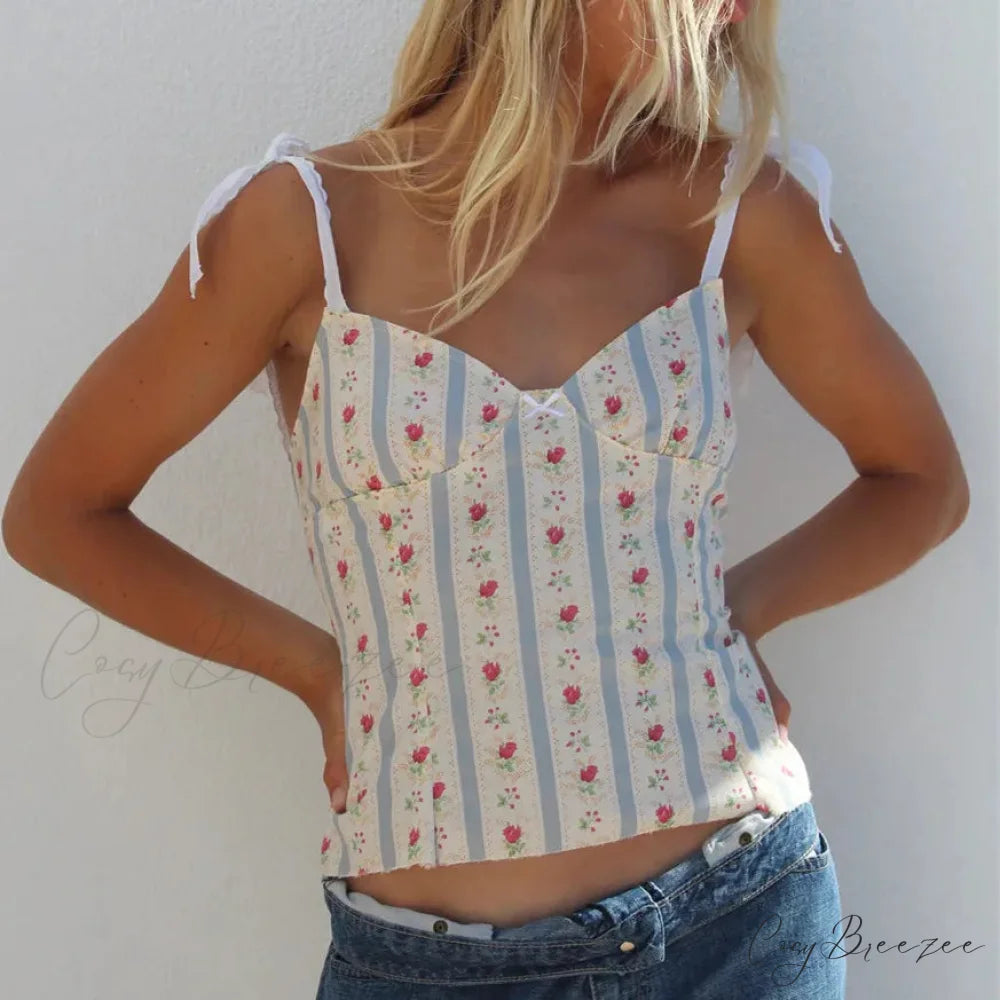 Floral Lace Frill Crop Top croptop-250223