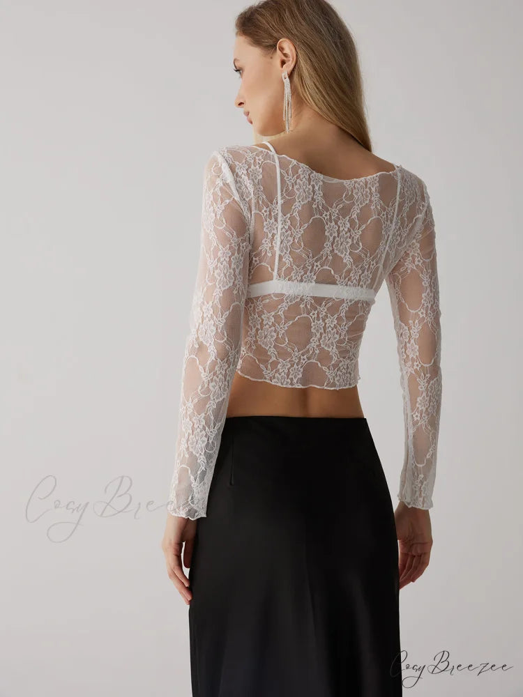 Floral Lace Graceful See Through Top