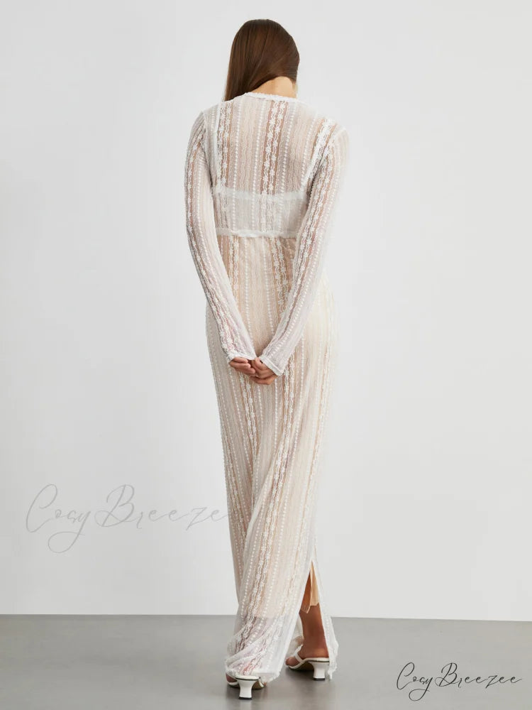 Floral Lace Textured Bolero Modern Two Piece Long Dress