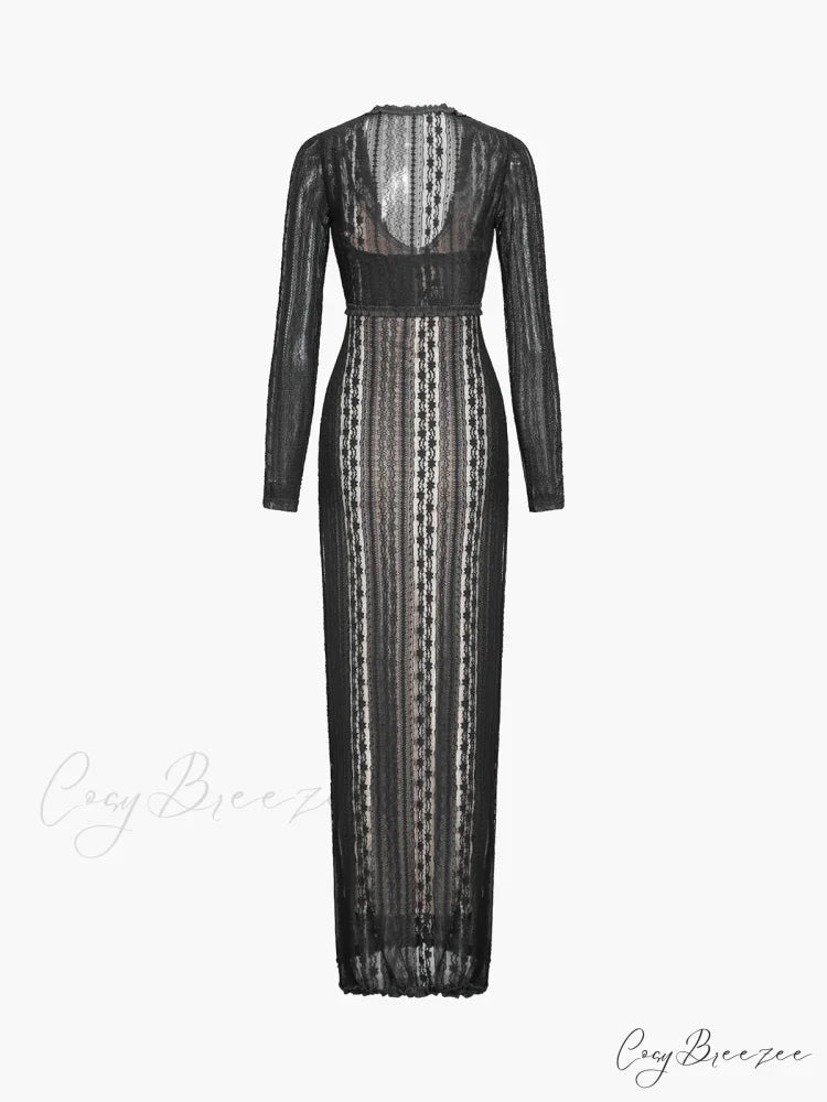 Floral Lace Textured Bolero Modern Two Piece Long Dress