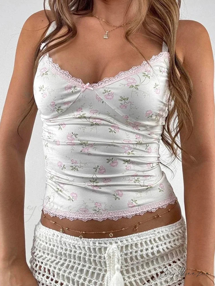 Floral Lace V-Neck Crop Top croptop-250223