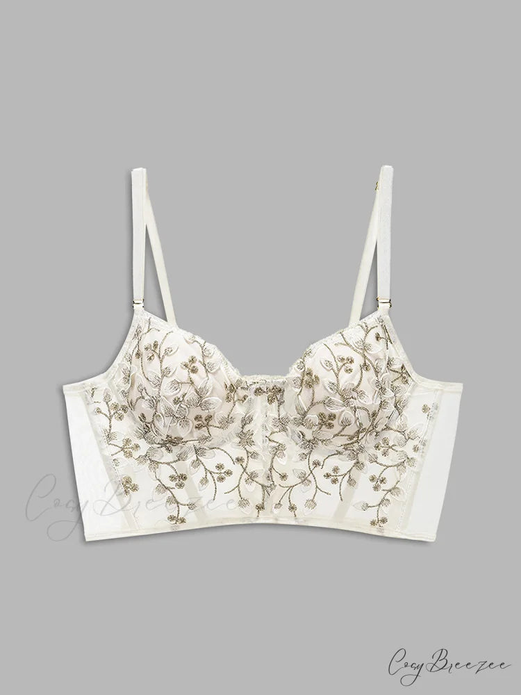 Floral Mesh Lace Trendy Crop Corset Top