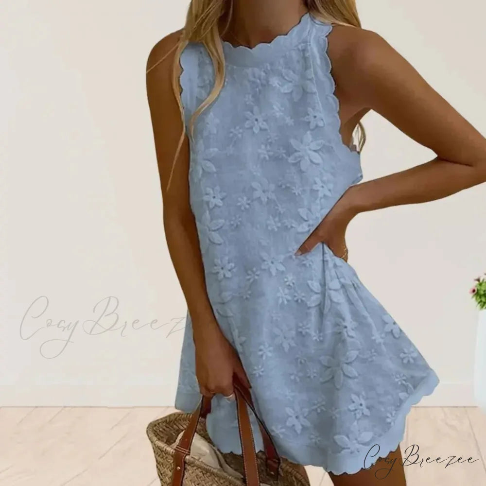 Floral Off-Shoulder Embroidery Loose Hem Dress floraldress-250126