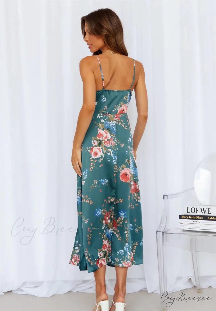Floral Passion Stylish Ruffled Midi Dress