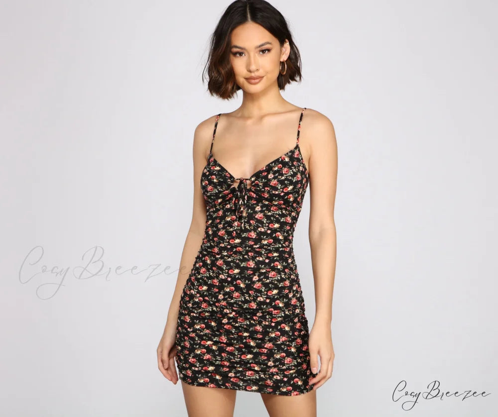 Floral Passion Stylish Sleeveless Mini Dress