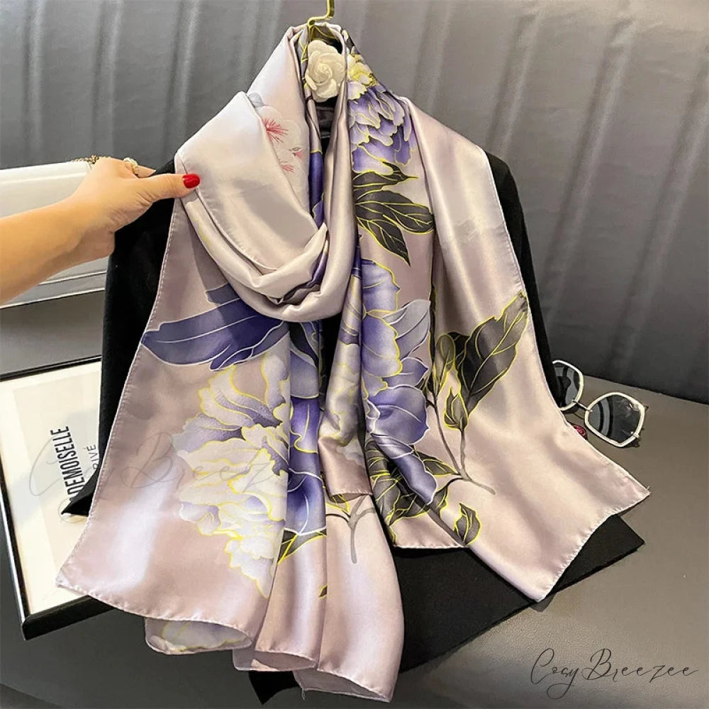Floral Premium Silk Beach Scarf color3 / One Size scarf-241228