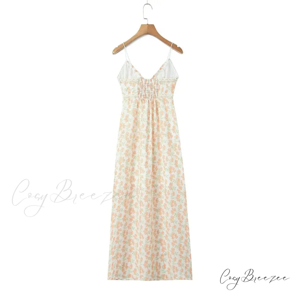 Floral Print Cami Charming Tie-Up Midi Dress
