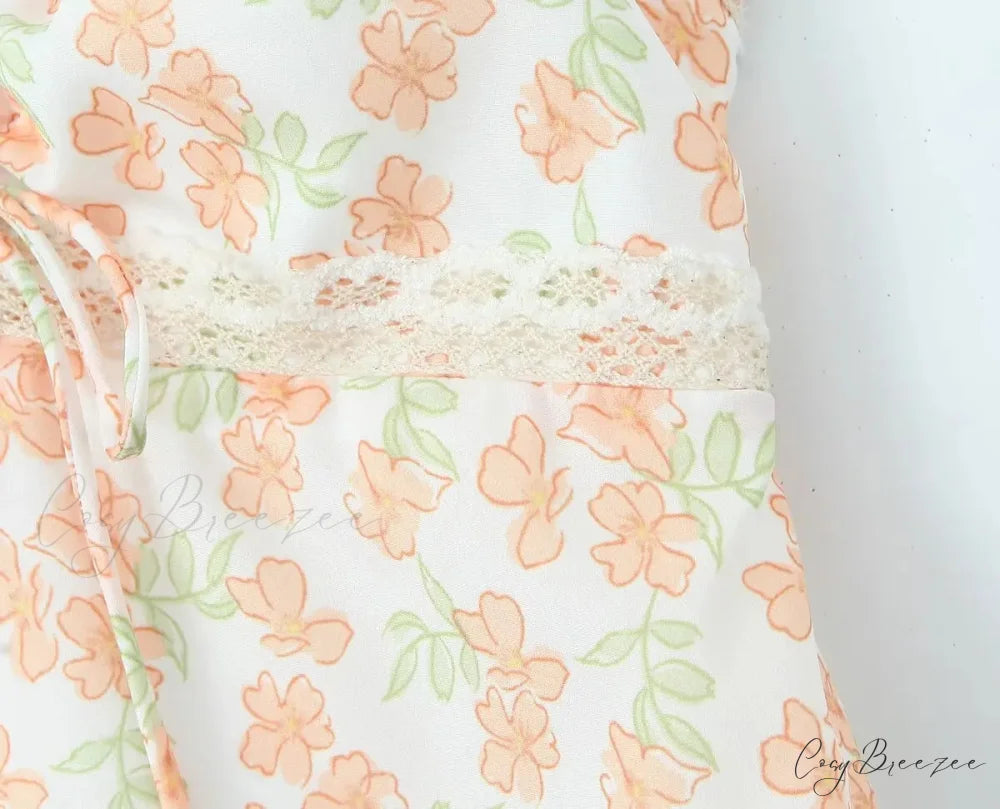 Floral Print Cami Charming Tie-Up Midi Dress