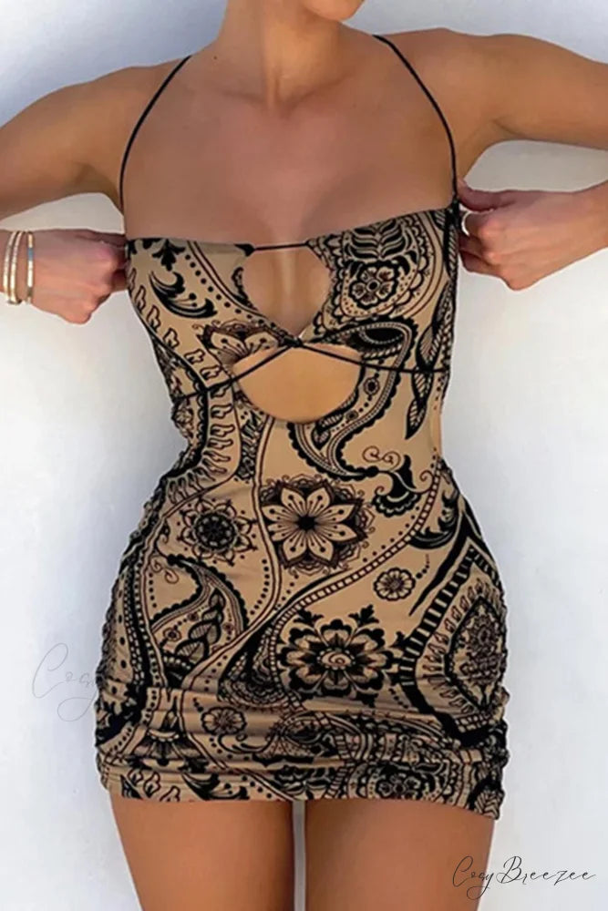 Floral Print Cutout Hip Dress Pack Black / M