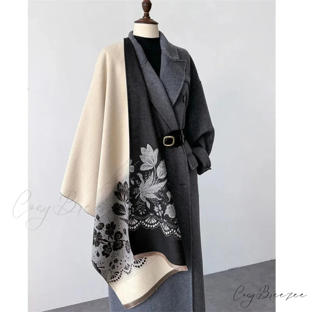 Floral Printed Cashmere Winter Pashmina Scarf scarf-241228