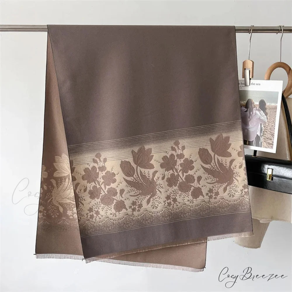 Floral Printed Cashmere Winter Pashmina Scarf scarf-241228