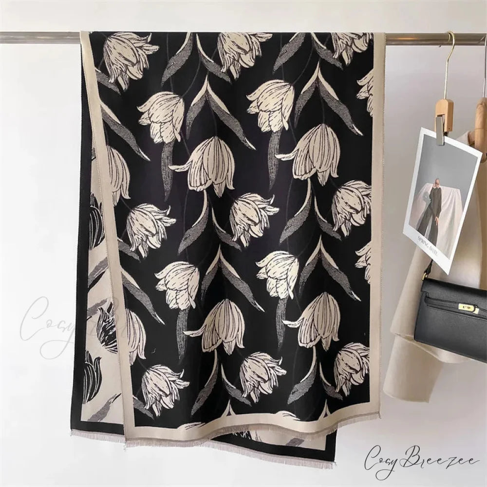 Floral Printed Cashmere Winter Pashmina Scarf scarf-241228